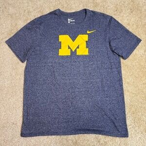 Michigan Wolverines NCAA Navy Blue Nike Short Sleeve Crewneck Shirt Mens XL